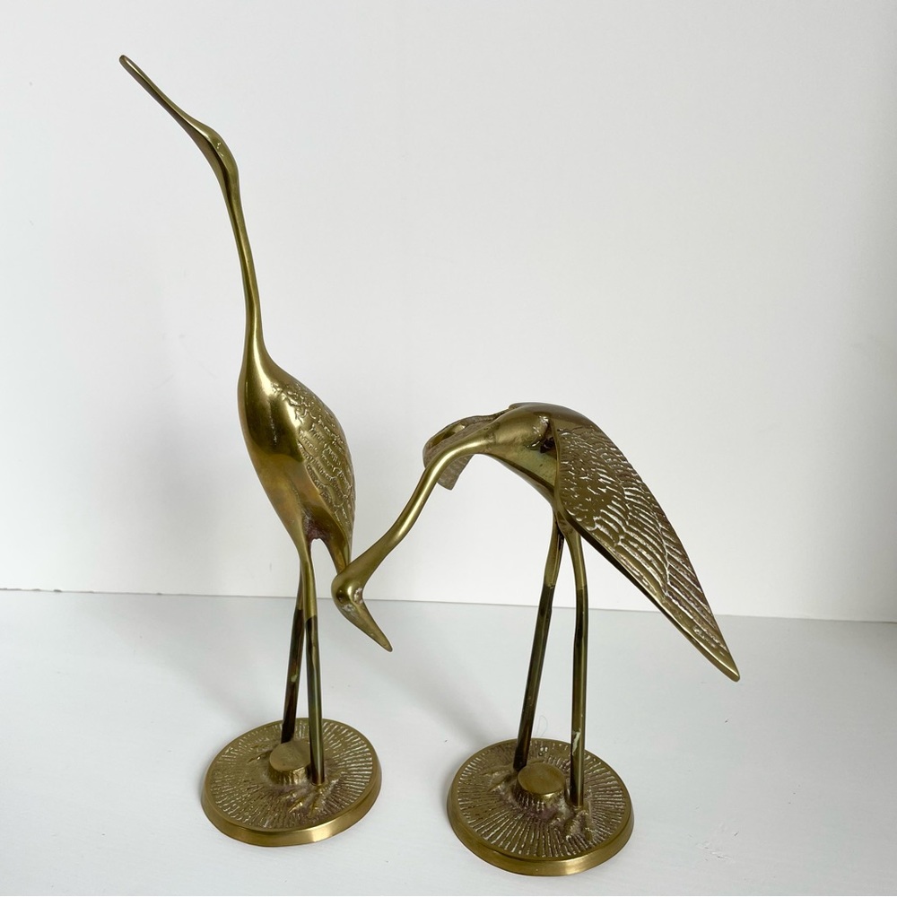 Pair of vintage brass cranes